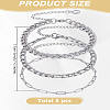 3Pcs 3 Styles Stainless Steel Chains Bracelets for Women BJEW-LP0001-21P-2