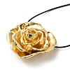 Zinc Alloy Rose Flower Pendant Necklace with Leather Cords NJEW-D044-01KCG-2
