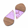 Transparent Resin & Walnut Wood Pendants RESI-S389-035A-B01-2