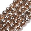 Electroplated Natural Agate Beads Strands G-B191-A07-10mm-17-1