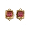 Ion Plating(IP) 304 Stainless Steel Cubic Zirconia Square Links Connector Charms X-STAS-K256-24G-2
