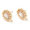Brass with Glass Stud Earring Findings KK-K333-66G-1