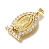 Rack Plating Brass Micro Pave Clear Cubic Zirconia Pendants KK-G500-02F-G-2