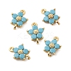 Brass Pave Cubic Zirconia Flower Links Connector Charms KK-H089-34G-04-2