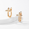 Elegant Brass Clear Cubic Zirconia Cross Hoop Earrings AK0383-3