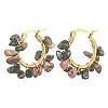 Natural Rhodochrosite Chips Braided Hoop Earrings EJEW-JE04940-12-1