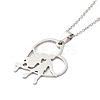 Non-Tarnish 201 Stainless Steel Cable Chain Heart with Couple Pendant Necklaces for Women NJEW-U005-01P-1