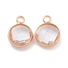 Golden Tone Brass Glass Flat Round Charms GLAA-M003-A-21G-2