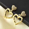 Hollow Heart Brass Micro Pave Clear Cubic Zirconia Dangle Stud Earrings EJEW-Z099-02G-02-2