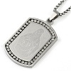201 Stainless Steel Micro Pave Clear Cubic Zirconia Virgin Mary Rectangle Pendant Necklaces LS-NJEW-D089-07P-1