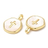Rack Plating Brass Pendants with Shell X-KK-Q775-01G-2