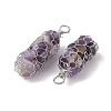 Rack Plating Copper Wire Wrapped Natural Amethyst Chip Big Pendants G-C130-01P-02-2