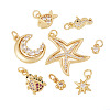 8Pcs 8 Styles Brass Micro Pave Cubic Zirconia Pendants KK-TA0002-53-2