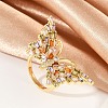 Butterfly Brass Micro Pave Colorful Cubic Zirconia Finger Rings for Women RJEW-G343-30G-01-1