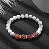 Natural Howlite & Dyed Crackle Agate Round Beaded Stretch Bracelets BJEW-TA00419-2