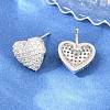 Brass Micro Pave Clear Cubic Zirconia Stud Earrings EJEW-G471-31P-02-3
