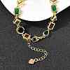 Brass Pave Colorful Cubic Zirconia Geometric Link Chain Necklaces NJEW-P337-01G-3