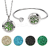 1Pc Stainless Steel Open Cuff Bangles & 1Pc Stainless Steel Pendant Neclace AJEW-SC0004-06E-1