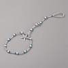 Bohemian Alloy Starfish Charm Glass Seed Beads and Plastic Imitation Pearl Beaded Toe Ring Stretch Anklets for Women AJEW-WH0270-834A-1