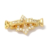 Star Rack Plating Brass Micro Pave Clear Cubic Zirconia Fold Over Clasps KK-A225-07G-1
