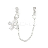Brass Pave Clear Cubic Zirconia European Safety Chains with Charms KK-L236-15A-S-1