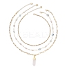 Natural Quartz Crystal Double Terminated Pointed Bullet Pendant 304 Stainless Steel & Brass Chain 3 Layer Necklaces for Women NJEW-JN05477-03-4