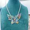 Flower Butterfly Alloy Colorful Enamel & Cat Eye Pendant Necklaces for Women FS-WGE41F5-02-1