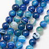 Natural Striped Agate/Banded Agate Bead Strands G-K166-13-6mm-2