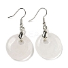 Rack Plating Brass Flat Round Dangle Earrings for Women EJEW-B064-01P-04-1