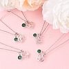 Valentine's Day 304 Stainless Steel & Green Glass Dolphin Heart Pendant Cable Chain Necklaces for Women NJEW-FS00014-03-3