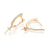 Brass Micro Pave Clear Cubic Zirconia Arch Hoop Earring Findings KK-T076-82G-3