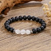 Bohemian Natural Black Onyx & Quartz Crystal Beaded Stretch Bracelets ZX5026-5-1