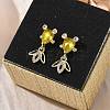 Brass Micro Pave Cubic Zirconia Fish Dangle Stud Earrings EJEW-K320-01G-21-3
