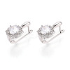 Brass Micro Pave Clear Cubic Zirconia Flower Hoop Earrings EJEW-T048-33P-1