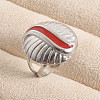 Adjustable Stainless Steel with Enamel Open Cuff Rings for Women BT9322-1-1