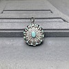 925 Sterling Silver Pave Dyed Synthetic Turquoise Diffuser Locket Pendants G-C276-02-1