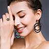 6 Pairs 6 Colors Wood Double Ring Dangle Earrings with Iron Pins for Women EJEW-FI0002-38-6
