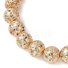3Pcs 3 Styles Electroplated Natural Lava Rock Round Beads Stretch Bracelets for Women Men BJEW-JB11982-6