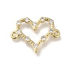 Rack Plating Brass Pave Clear Cubic Zirconia Heart Links Connector Charms KK-K373-11A-G-1