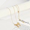 Ion Plating(IP) 304 Stainless Steel Bowknot Pendant Cable Chain Necklaces for Women NJEW-P320-12A-G-1