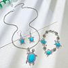 Tortoise Synthetic Turquoise Pendant Necklacres & Link Bracelets & Dangle Earring Sets FS-WG4B145-01-1