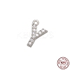 Real Platinum Plated Rhodium Plated 925 Sterling Silver Micro Pave Clear Cubic Zirconia Charms STER-P054-10P-Y-1