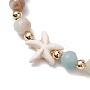 Natural Flower Amazonite Round Beaded Braided Bead Bracelets BJEW-JB10692-01-3