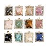 Natural Mixed Gemstone Faceted Rectangle Pendants G-I375-05G-1