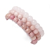 3Pcs Round Natural Rose Quartz & Rhodochrosite & Pink Opal & Pearl Beaded Stackable Stretch Bracelets Sets BJEW-JB12995-2
