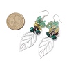 Leaf 201 Stainless Steel Natural Citrine & Natural Green Aventurine & Natural Malachite & Natural Garnet Chip Dangle Earrings EJEW-JE06138-02-3