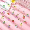 90Pcs 9 Colors Glass Pendants PALLOY-CJ00057-6