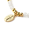 Round Natural White Jade Braided Bead Bracelet for Girl Women BJEW-JB06864-03-4