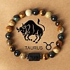 Twelve Constellations Natural Tiger Eye & Picture Jasper & Rhyolite Jasper Round & Column Beaded Stretch Bracelets for Women Men WG6FA5D-04-1