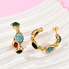 304 Stainless Steel Synthetic Turquoise & Synthetic Agate Stud Earrings LS-EJEW-M105-01G-1